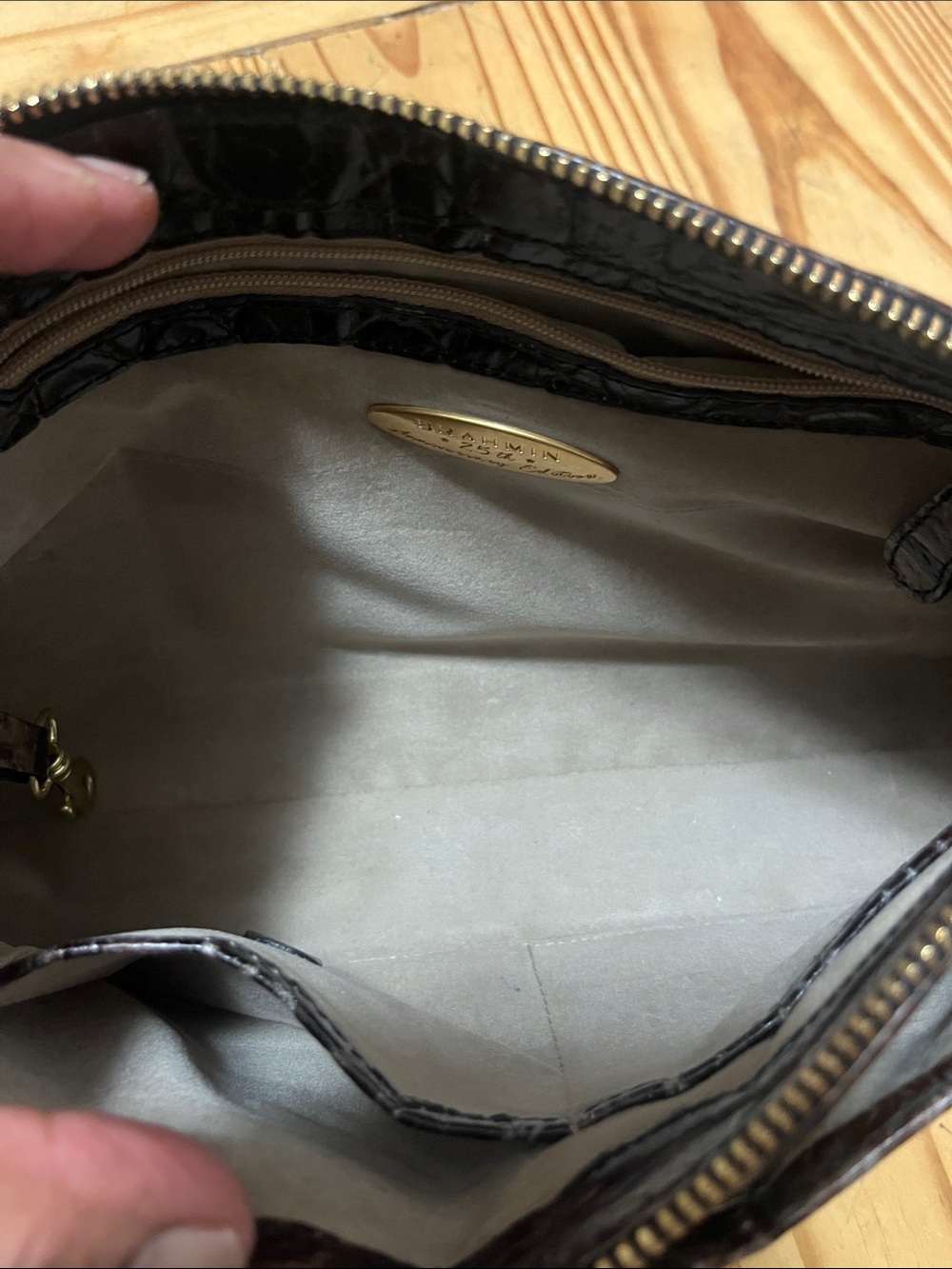 BRAHMIN VINTAGE Espresso Brown Croc Emboss Leather Shoulder Bag Limited Edition - Picture 7 of 14